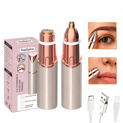 TopSpire 2 in 1 Facial & Eyebrow Hair Trimmer - Pain-Free Hair Removal In Seconds