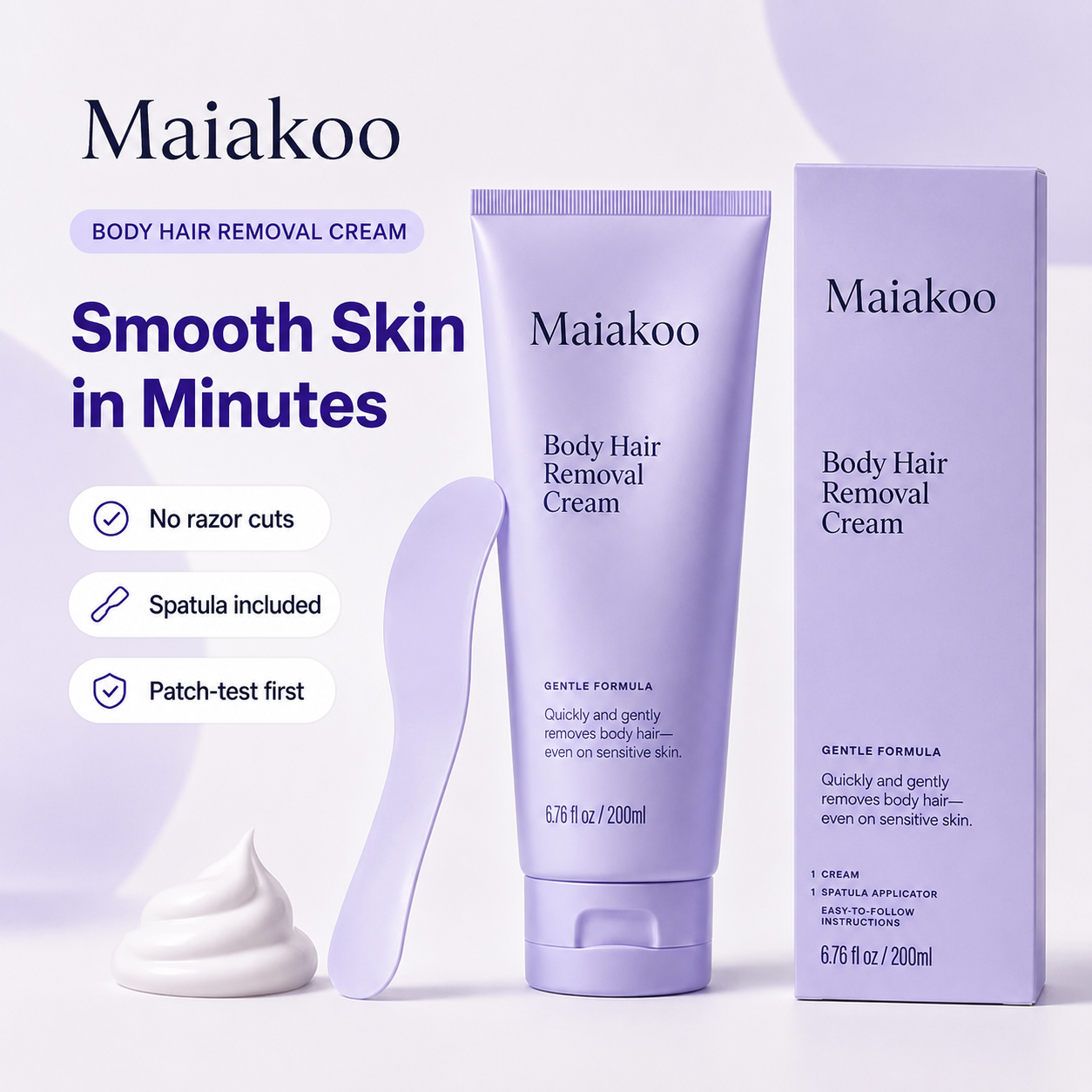 🎉 50% OFF TODAY! | Maiakoo® Body Hair Removal Cream for Sensitive Skin – Smooth Results Up to 7 Days
