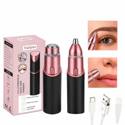TopSpire 2 in 1 Facial & Eyebrow Hair Trimmer - Pain-Free Hair Removal In Seconds
