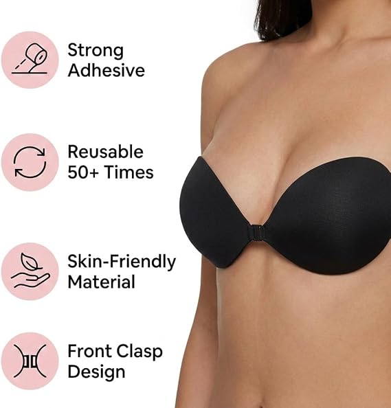 💥Maiakoo® Strapless Bra Push Up Sticky Bra, Adhesive Push Up Bra, Cleavage Bra