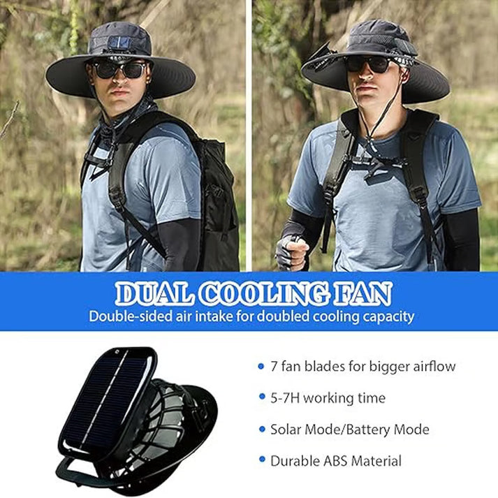 🔥Unisex Solar Fan Sun Hat –Maiakoo® | UPF 50+ | Dual Power | Ultralight 🧢