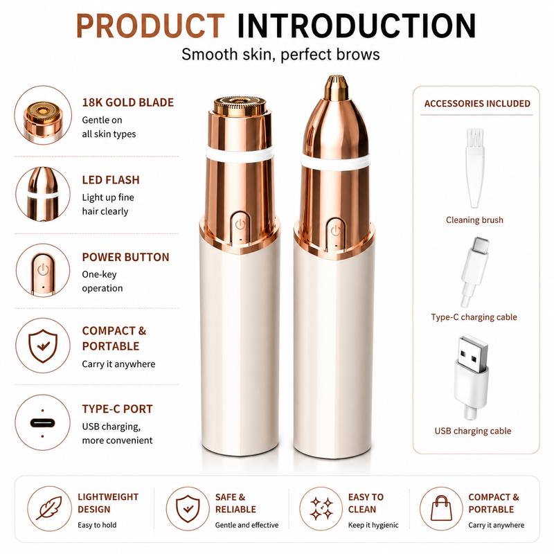 TopSpire 2 in 1 Facial & Eyebrow Hair Trimmer - Pain-Free Hair Removal In Seconds