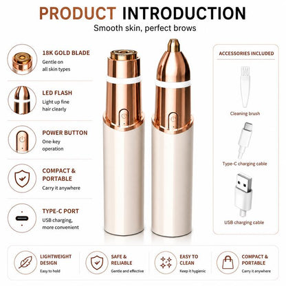TopSpire 2 in 1 Facial & Eyebrow Hair Trimmer - Pain-Free Hair Removal In Seconds