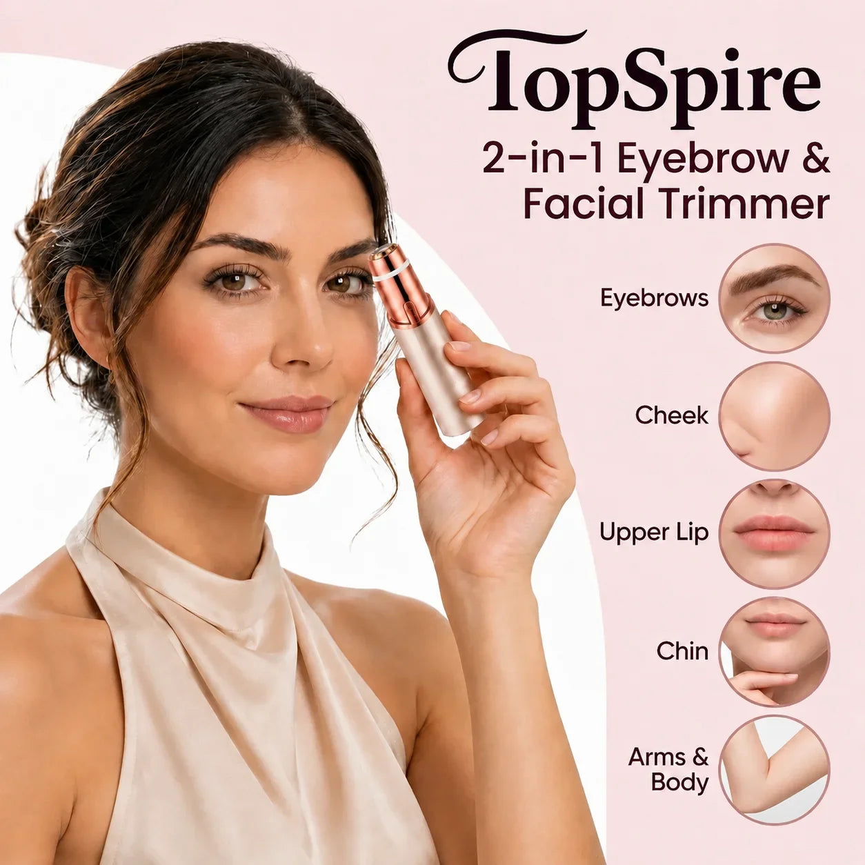 TopSpire 2 in 1 Facial & Eyebrow Hair Trimmer - Pain-Free Hair Removal In Seconds