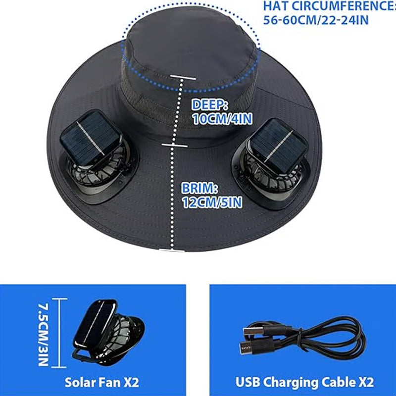 🔥Unisex Solar Fan Sun Hat –Maiakoo® | UPF 50+ | Dual Power | Ultralight 🧢