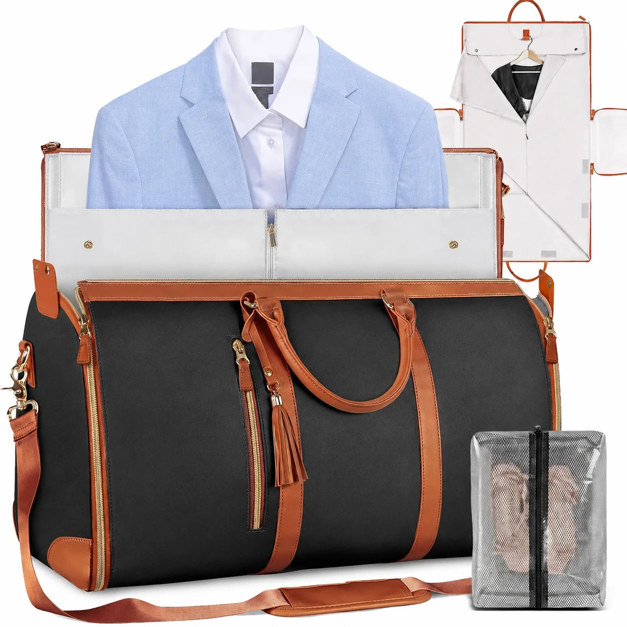 TopSpire Travel Duffle Bag with Garment & Shoe Compartment, Waterproof & Breathable, 57L Capacity